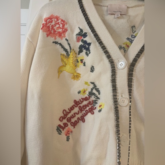 Cinq a Sept Nyla embroidered beaded animal cardigan in cream ivory - Picture 4 of 8